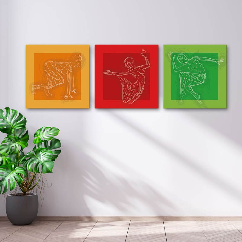 Pech moeder papier Fysio Beweging: canvas 'drieluik' - Artiqs: grafisch ontwerp en interieur  decoratie